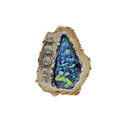 Εικόνα της Δαχτυλίδι από Χρυσό K14 και Ασήμι με Τιτανιούχο Χαλαζία