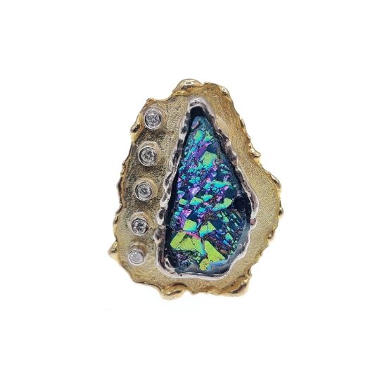 Εικόνα της Δαχτυλίδι από Χρυσό K14 και Ασήμι με Τιτανιούχο Χαλαζία