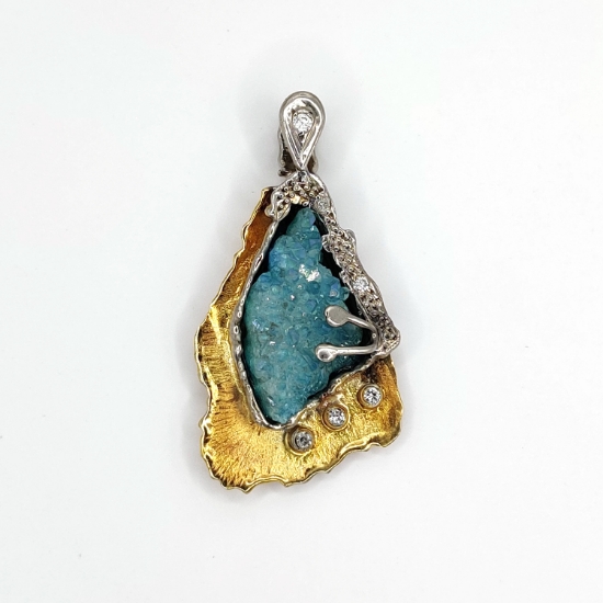 Εικόνα της Μεταγιόν από Χρυσό K14 και Ασήμι με Aqua Aura