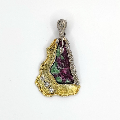 Εικόνα της Μεταγιόν από Χρυσό K14 και Ασήμι με Φυσικό Ρουμπίνι