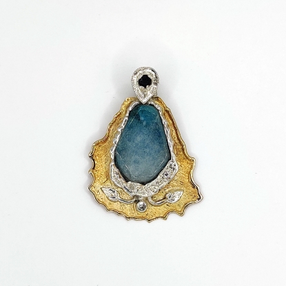 Εικόνα της Μεταγιόν από Χρυσό K14 και Ασήμι με Άκουαμαρίνα