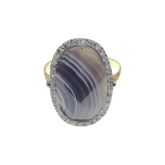 Εικόνα της Δαχτυλίδι από Χρυσό K14  και Ασήμι με Αχάτη