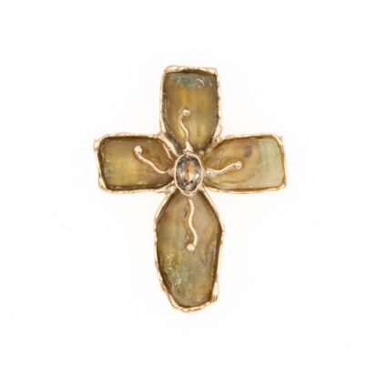 Εικόνα της Χρυσός K14 Σταυρός με Τουρμαλίνη