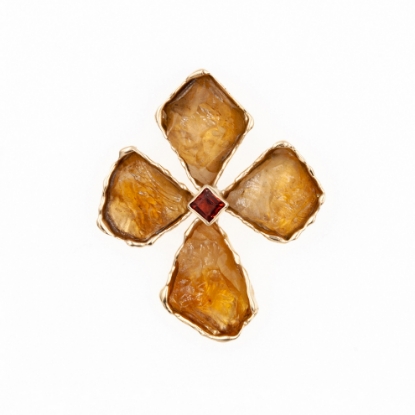 Εικόνα της Χρυσός K14 Σταυρός με Κιτρίνη